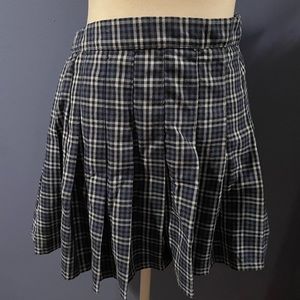Aerie Elastic Waist Blue Plaid Skirt